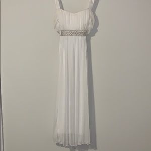 White dress with pearls